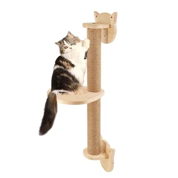 Árbol de actividades para gatos con postes para rascar, perca, plataforma, rascador de Sisal montado en la pared, hamaca para ga