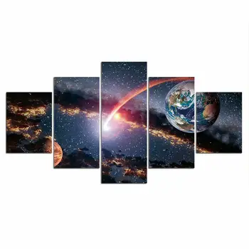 Планета Земля Вселенная Звезда Плакат 5шт Современный Домашний Декор Стен Холст Картина Искусство HD Печать Живопись На Холсте для Гостиной