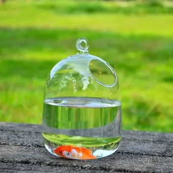 Подвесной держатель для вазы, Украшение в форме стеклянной стойки для дома, Рыба С круглой / прямоугольной Аквариумной чашей, Прозрачный Аквариум с орнаментом.