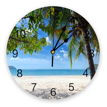 Пляжные настенные часы с тропическими растениями Современный дизайн Краткое Украшение гостиной Кухонные часы Художественные Настенные часы Домашний Декор