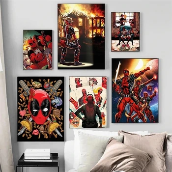 Картина с Человеком-Пауком, Настенное произведение искусства, Модульная картина Marvel, Плакат с Мстителем, Белая Крафт-бумага, Украшение для дома в гостиной, Без рамки