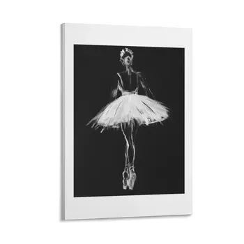 Балерина черный, белый, пастель на черной бумаге, художественная печать на холсте, Картины на стене, настенные плакаты