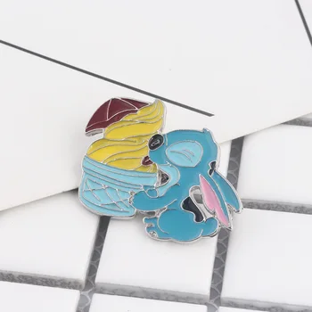 Креативный Мультяшный Значок Star Baby Lilo & Stitch Булавки для Рюкзаков Милый Значок Подарки для детей Кавайные Булавки Значки для Одежды Металлические