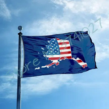 темно-синий флаг размером 3x5 футов (90x150 см), изготовленный на заказ из полиэстера флаг штата Аляска
