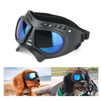 Очки для собак S Black Breed Солнцезащитные Очки для собак с защитой от Ультрафиолета для Собак Малого и Среднего размера, Ветрозащитные Очки для домашних животных с защитой от пыли и Запотевания, с Синими линзами