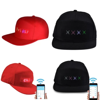 Бейсбольная кепка унисекс со светодиодной подсветкой Bluetooth, управляемая мобильным телефоном и приложением, прокручивающаяся доска для отображения сообщений, хип-хоп уличная бейсболка Snapback