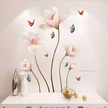 112 * 70 см Съемный 3D цветок-бабочка, Красочная Наклейка на стену из ПВХ для гостиной, спальни, ванной комнаты, домашнего декора
