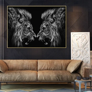 Плакаты и принты с сердитыми львами, картина с изображением африканских диких животных, картины со львами на стене, современный домашний декор, настенная художественная роспись