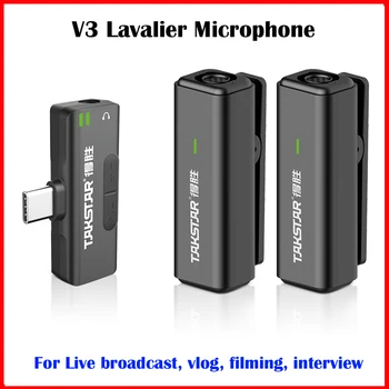 Беспроводной петличный микрофон Takstar V3 Всенаправленная портативная аудио Видеозапись Для прямой трансляции Видеосъемки Интервью