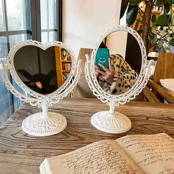 Косметическое зеркало Настольное зеркало из девичьего стекла в старинном европейском стиле, настольное зеркало для макияжа