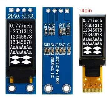 IPS 0,77-дюймовый 4-контактный Белый OLED-экран, Модуль SSD1312, Интерфейс IC IIC/ SPI 128 * 64