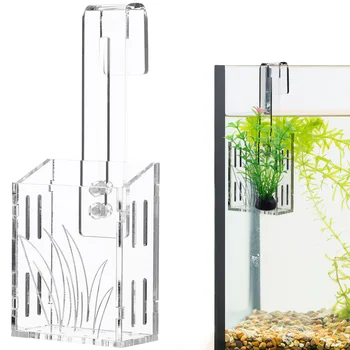 Плантатор для воды в аквариуме Подвесной Держатель для аквариумных растений Прозрачный Акриловый Контейнер для водных растений