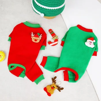 Рождественская пижама для собак, теплый комбинезон для маленьких собак, зимний комбинезон для щенков, комбинезоны для кошек, костюм для домашних животных французского бульдога