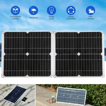 Водонепроницаемый Монокристаллический Комплект Солнечных Панелей С Двойным USB-Зарядным Устройством Для Телефона На Открытом Воздухе для Кемпинга Power Bank с Солнечным Контроллером Заряда 2022