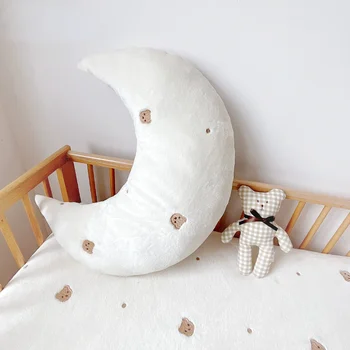 62x26 см Детская подушка с U-образной фланелевой вышивкой Мишка Учится сидеть Подушка Подушка для новорожденных Лунное украшение комнаты