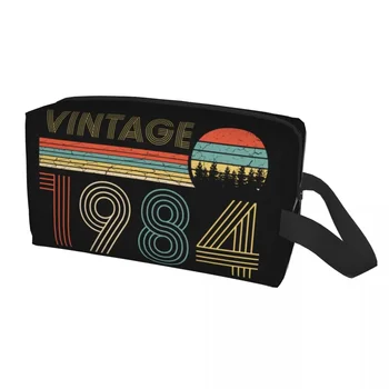 Изготовленная на заказ Винтажная сумка для туалетных принадлежностей 1984 года 36-й день рождения 36 лет Идея подарка на День рождения Косметический Макияж Женская Коробка для хранения косметики Dopp Kit Box