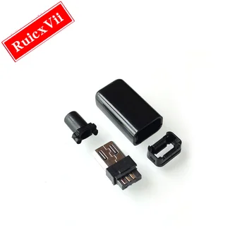 10 комплектов штекерных разъемов Micro USB, сделанных своими руками, с чехлами черного цвета