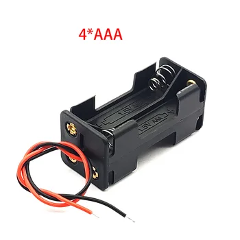 5шт 4AAA батарейный отсек 4 * AAA 6 В батарейный отсек держатель для батареек типа ААА спина к спине коробка для хранения батареек типа ААА с проводами