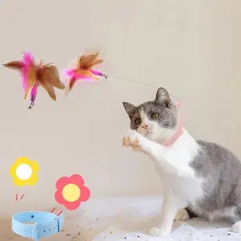 Милая игрушка-палочка для домашних животных, высвобождающий энергию ошейник, кошачья палочка, удобная в захвате, забавная палочка-дразнилка из перьев с колокольчиком