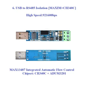 Адаптер модуля изоляции USB к RS485, конвертер модуля связи USB к 485 с чипом FT232 CH340