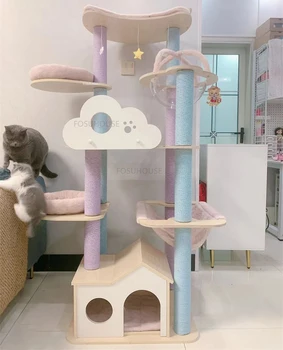 Каркас для лазания кошек из массива дерева Сизаль для мебели для домашних животных Платформа для прыжков кошек Nordic Pet Supplie Design Space Capsule Cat Nest Tree