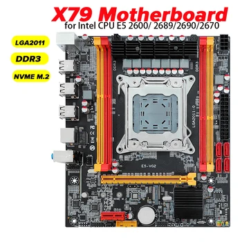 Материнская плата X79 LGA2011 DDR3 1333 Комплект Xeon X79 Комплект Материнской платы ПК Материнская плата NVME M.2 SATA2.0 Поддержка RJ45 для E5 2689 2690 2600