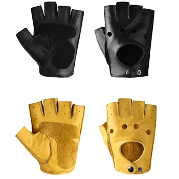 Мужские Перчатки Унисекс из искусственной кожи на полпальца, театральные перчатки в стиле панк-хип-хоп для вождения мотоцикла, вечерние варежки без пальцев