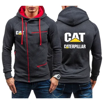 2023 Новые весенне-осенние хлопковые толстовки с капюшоном с логотипом CAT Caterpillar, однотонные спортивные Модные толстовки с косой застежкой-молнией