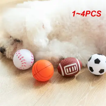 1 ~ 4ШТ Игрушки для писка домашних собак, резиновый мяч для собак, жевательные игрушки для собак, игрушки для щенков, товары для дрессировки домашних животных, баскетбол