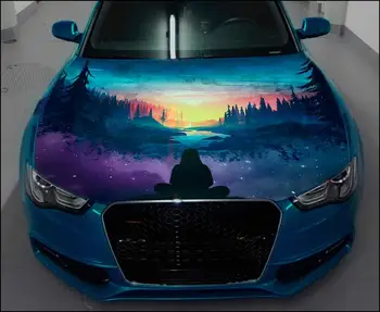 Художественный Пейзаж Обертывание Капота автомобиля Полноцветная Виниловая Наклейка Sunset Art Sticker