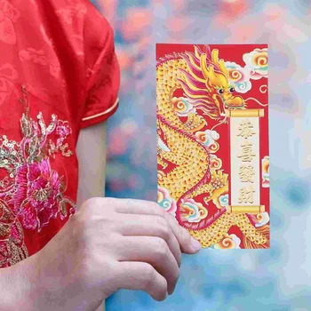 30шт красных конвертов с рисунком дракона, красные пакеты с деньгами в китайском стиле, красные конверты 2024 года (случайный стиль)