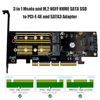 3 в 1 SATA SSD PCIE M.2 Конвертер NVME M.2 NGFF KeyE в адаптер PCI E 4X SATA3