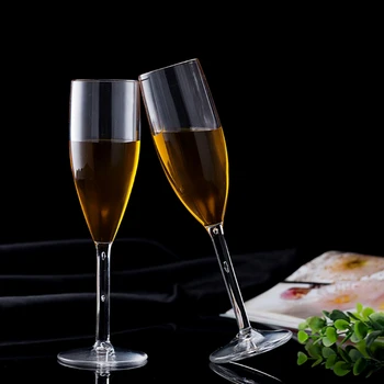 Акриловый материал, бокалы для шампанского, Прозрачный акриловый бокал для тостов, Набор одноразовых коктейльных стаканчиков для свадебной вечеринки B03E