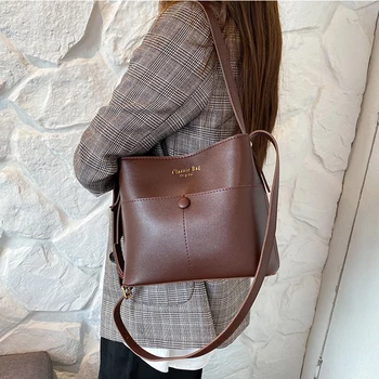 Роскошная женская сумка-мешок 2023, новая модная женская дизайнерская простая сумка из искусственной кожи в стиле ретро для девочек, кошелек, сумка через плечо