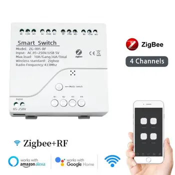 Smart Life Портативный Умный Релейный Переключатель 4-Канального Управления 10a Zigbee Smart Switch Модуль Умный Дом Diy Переключатели Mouble Mini