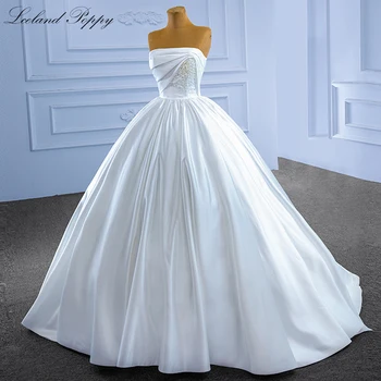 Женское бальное платье Lceland Poppy, атласные свадебные платья без бретелек, без рукавов, длиной до пола, расшитые бисером Свадебные платья с корсетной спинкой