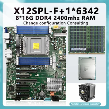 Бесплатная доставка для материнской платы X12SPL F + процессор Xeon 6342 CPU 24C/48T 230 Вт + 8 *16 ГБ = 128 ГБ оперативной памяти DDR4 2400 МГц RECC-памяти X12SPL-F