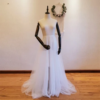 Белая съемная фатиновая юбка с блестками, съемная верхняя юбка длиной до пола, Длинный шлейф ручной работы для свадебных аксессуаров 2021 г.