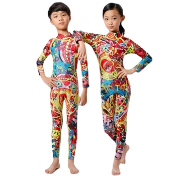 Детский гидрокостюм Hisea из 2,5 мм неопрена с длинными рукавами и принтом, индивидуальная одежда для серфинга, осенне-зимний теплый купальник