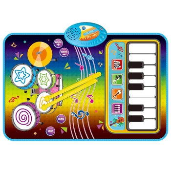 Коврик для клавиатуры пианино 2 в 1 для малышей с 2 палочками, детский музыкальный коврик с регулируемой громкостью для малышей старше 18 месяцев