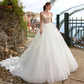 Бальное платье Элегантные свадебные платья из пышного тюля с кружевными аппликациями Вечернее свадебное платье 2023 Новый дизайн на заказ DS68