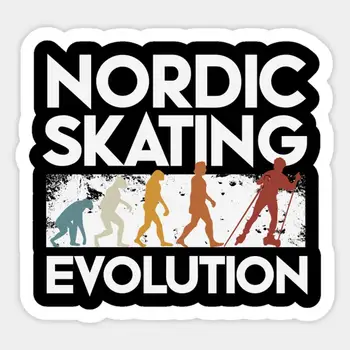 Наклейка Nordic Skating Evolution для декора ноутбука, спальни, автомобиля, милого мультяшного искусства, модного общественного чемодана