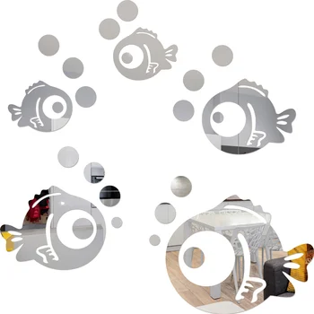 Съемные 3D Зеркальные Наклейки Морская Рыба Пузырь Настенная Наклейка Фреска DIY Наклейка Для Домашнего Декора Наклейка Акриловая Рыба Зеркальная Наклейка На Стену