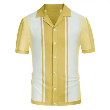 Мужская футболка с коротким рукавом, лето 2023, Новая мода, Цветная мозаика с лацканами, Корейский стиль, повседневный рукав большого размера