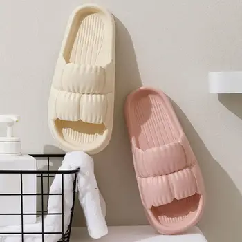1 Пара женских тапочек, нескользящие домашние сандалии на мягкой подошве, Быстросохнущая летняя обувь на плоской подошве, суперлегкие облачные тапочки для ванной