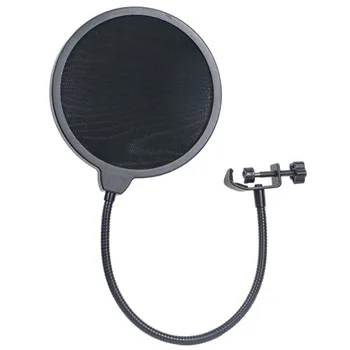 Двухслойный студийный микрофон Pop-фильтр Гибкая ветрозащитная звуковая фильтрующая маска Микрофонный щит для записи выступлений Аксессуары
