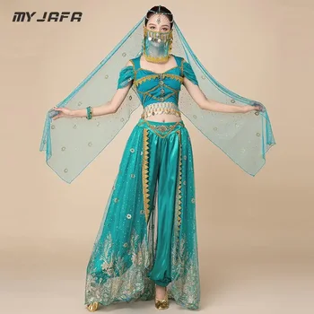 Индийский Арабский танец, изысканное платье принцессы с вышивкой в стиле Болливудской Жасмин, косплей-костюм, женский модный наряд для взрослых