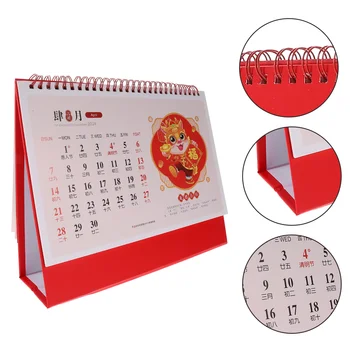 Китайский Настольный Календарь 2024 Постоянный Настольный Календарный Год Календарь Дракона Ежемесячный Планировщик Календарных Расписаний на 12 Месяцев