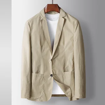 6490-2023 Мужской тонкий повседневный солнцезащитный, эластичный маленький костюм весна-осень single west jacket