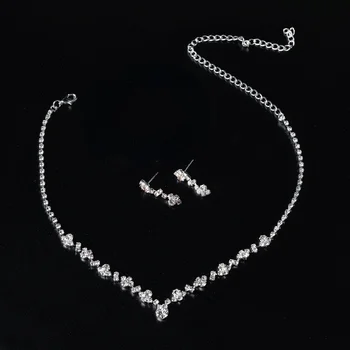 Простые серьги и ожерелье, двойное ожерелье в форме сердца, изысканная цепочка с подвеской из кристаллов Циркона, женские свадебные украшения